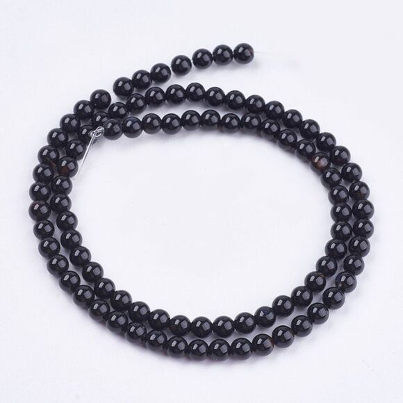4MM Black Onyx Beads-ONE Gemstone Bead Strand-Jewelry Making Supplies Crafts NWT - Picture 3 of 3